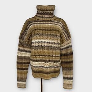 Altuzarra Kelley Oversized Striped Wool-blend Turtleneck Sweater In Brown XS